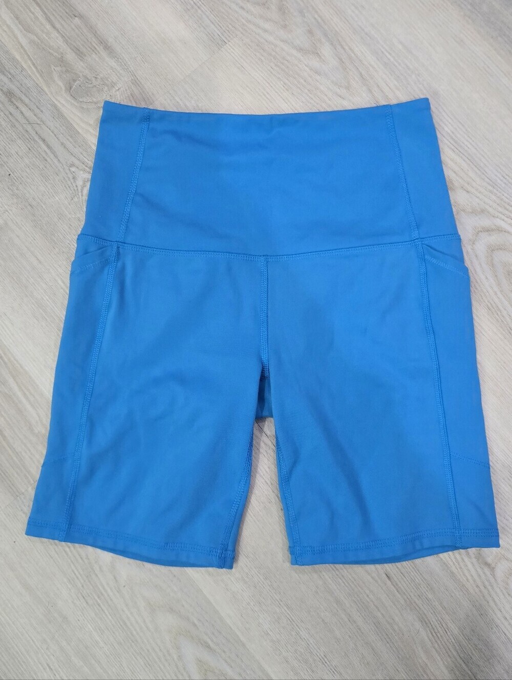 DSG High-Waist Blue Women's Bike Active Shorts Pockets Size S
